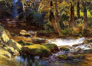 River Landscape With Deer — Frederick Arthur Bridgman