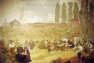 The Printing Of The Bible Of Kralice In Ivancice — Alphonse Mucha
