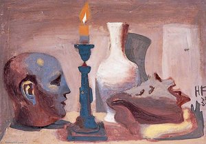 Still Life Of A Bust, A Candle, A Vase And A Shell — Hans Feibusch
