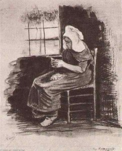 Woman Peeling Potatoes Near A Window — Vincent Willem Van Gogh, Post-impressionism