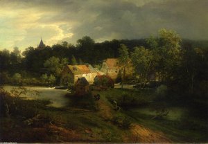 The Watermill In The Village — Andreas Achenbach