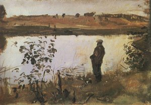Artist K. Korovin On The River Bank — Valentin Alexandrovich Serov