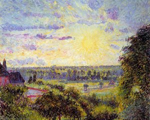 Sunset At Eragny. — Camille Pissarro