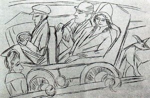 Self-portrait In Car — Max Beckmann