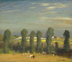 Landscape With Hayfield And Poplars — Sir George Clausen