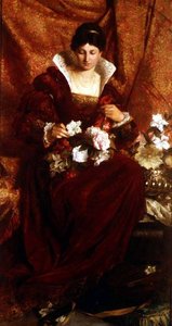 A Lady Arranging Flowers — Sir Hubert Von Herkomer