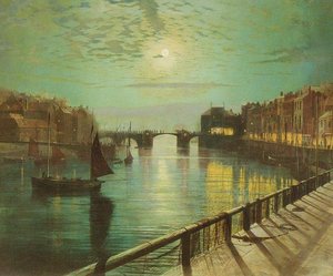 Whitby Harbour By Moonlight — John Atkinson Grimshaw
