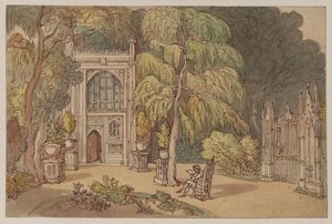 Garden And Entrance To A Neo-gothic House - Strawberry Hill — Thomas Rowlandson