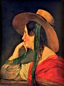 A Lady In A Large Straw Hat — Friedrich Ritter Von Amerling