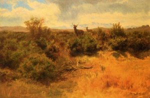 Stag And Doe In A Landscape — Rosa Bonheur