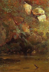 Ferns And Rocks On An Embankment — Albert Bierstadt