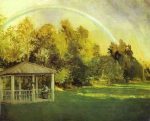 Landscape With Pavillion — Konstantin Andreevic Somov, Impressionism