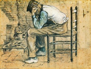 Peasant Sitting By The Fireplace (worn Out) — Vincent Willem Van Gogh, Post-impressionism