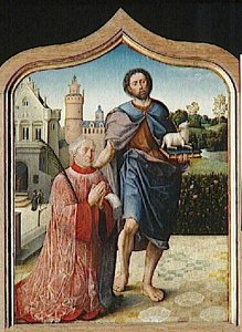 Saint Jean Et Le Chanoine Donateur Gisant — Provost Jan