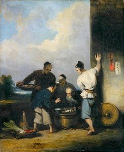 Coolies Round The Food Vendor's Stall, After — George Chinnery