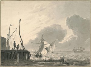 Harbor On The Sea In Gathering Thunderstorm — Ludolf Backhuysen I