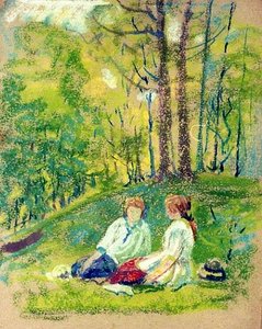 Children Resting, (painting) — Albert Henry Krehbiel, Impressionism