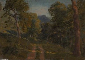 Wooded Landscape With Farm Track — Joshua Cristall