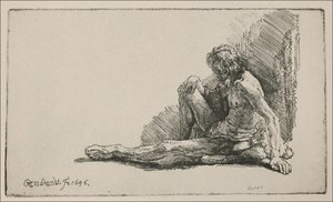 An Acedemical Figure Seated On The Ground — Rembrandt Van Rijn