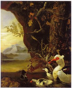 English Mountainous landscape with ducks