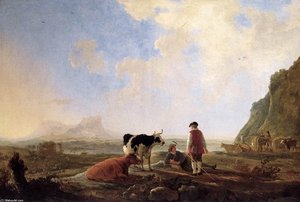 Herdsmen With Cows — Aelbert Jacobsz Cuyp