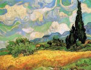 Sädesfält Med Cypresser, F.717, J — Vincent Willem Van Gogh, Post-impressionism
