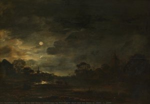Landscape by Moonlight, Aert van der Neer, c. 1640 - c. 1650