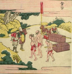 Travelers Waiting To Cross The Ôi River — Katsushika Hokusai