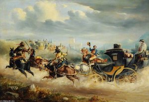 Coaches Attacked By Brigands On A Spanish Road — Charles Cooper Henderson