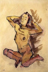 Female Nude Seated On The Ground — Oskar Kokoschka