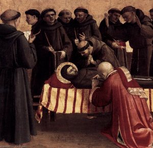 The Lamentation Over St Francis (detail) — Fra Angelico, Early Renaissance