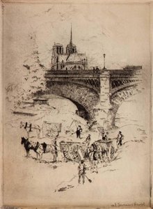 (paris Scene Horses With Workman And Carts) — Edward Townsend Howes