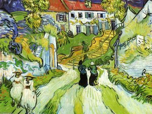 Village Street And Steps In Auvers With Figures — Vincent Willem Van Gogh, Post-impressionism