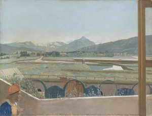 View Of The Mont Blanc Massif From The Artist's Studio In Geneva, With Self-portrait — Jean-étienne Liotard, Impressionism