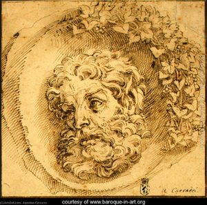 Head Of A Faun In A Concave (roundel) — Agostino Carracci