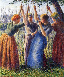 Peasant Women Planting Stakes — Camille Pissarro, Impressionism