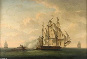 End Of The Action Between Hms 'magicienne' And La 'sibylle' — Robert Dodd