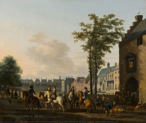 A Hunting Party near the Hofvijver in The Hague, seen from the Plaats