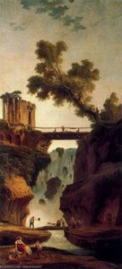 Landscape With Waterfall — Hubert Robert
