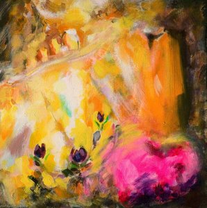 Father's Robe, Fountain Lamp And Satin Cushion — Medina Ann Hammad, Impressionism
