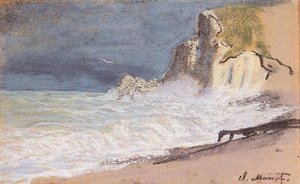 The Manneport, Etretat - Amont Cliff, Rough Weather — Claude Monet