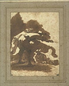Two Men Braced, Pulling A Rope — Salvator Rosa