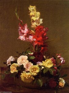Gladiolas And Roses — Henri Fantin-latour