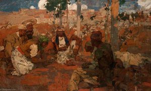 Goatherds Playing Dice — Frank Brangwyn