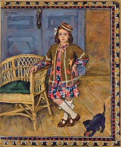 The Girl In The Caucasus Dress With A Cat (margot) — Pyotr Konchalovsky