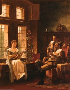 lady seated at her needlework