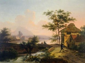 A Landscape With Peasants On A Bridge — Mathys Schoevaerdts
