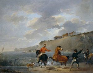 Sea Shore With Rearing Horse — Peter Francis Bourgeois