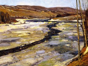 Swift Flowing River In Winter — George Gardner Symons, Impressionism