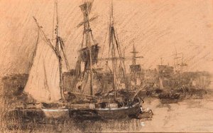 Ships In A French Port — Albert-charles Lebourg